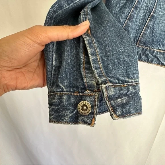 Tommy Hilfiger Women's Nautical Print Long Sleeve Full Zipper Denim Jacket sz SP - Picture 6 of 15